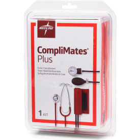 Dual-Head Stethoscope & Handheld Aneroid Sphygmomanometer Combination Kit, Adult, Red