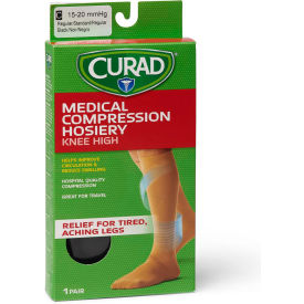 Compression Hosiery w/ 15-20 mmHg, Knee High, Large, Size C, Regular, Black