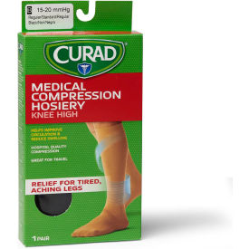 Compression Hosiery w/ 15-20 mmHg, Knee High, Medium, Size B, Regular, Black