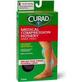 Compression Hosiery with 15-20 mmHg, Knee High, X-Large, Size D, Regular, Black