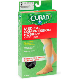 Compression Hosiery w/ 15-20 mmHg, Knee High, Small, Size A, Regular, Black