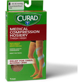Compression Hosiery with 20-30 mmHg, Thigh High, Large Size C, Tan