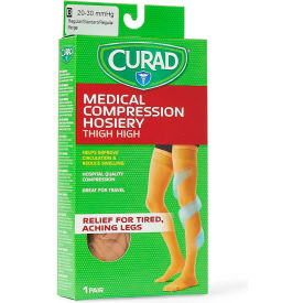 Compression Hosiery w/ 20-30 mmHg, Thigh High, Medium Size B, Tan