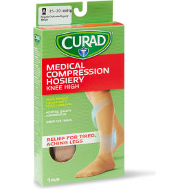 Compression Hosiery with 15-20 mmHg, Knee High, 3X-Large, Size F, Regular, Tan
