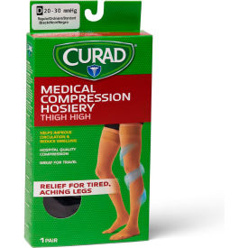 Compression Hosiery with 20-30 mmHg, Thigh High, X-Large, Size D, Black