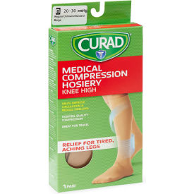 Compression Hosiery w/ 20-30 mmHg, Knee High, Medium, Size B, Regular, Tan