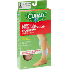 Compression Hosiery w/ 30-40 mmHg, Knee High, XX-Large, Size E, Regular, Tan