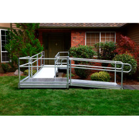 Pathway Straight Wheelchair Ramp Kit, Aluminum, 5' Top Platform, 22'L x 36"W