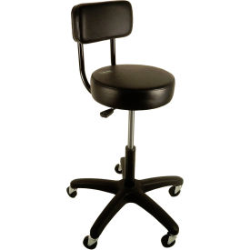 Multi Purpose Stool with Backrest & Seat Height Adjustment, Vinyl, Black