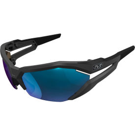 Vision Type-V Protection Safety Eyewear, Blue Mirror Lens, Gray Frame