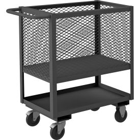 4 Sided Mesh Low Deck Truck, Steel, 1400 lb. Cap., 42-1/2"L x 18-1/2"W x 40-1/8"H