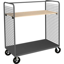 Wire Cart with Shelf Holder, Steel, 1600 lb. Capacity, 60"L x 30"W x 68-9/16"H