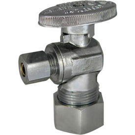 1/4 Turn Angle Stop, Chrome Plated, 5/8" OD Comp x 1/4" OD Comp