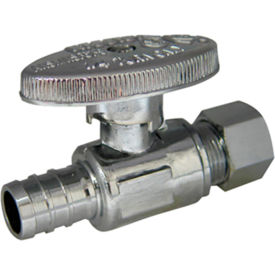1/4 Turn Straight Stop, Chrome Plated, 1/2" PEX x 3/8" OD Comp