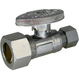 1/4 Turn Straight Stop, Chrome Plated, 5/8" OD Comp x 3/8" OD Comp