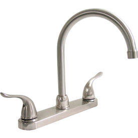 Single Lever Kitchen Faucet w/ Less Spray, Removable Deck Plate, Satin Nickel