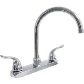 Double Lever Kitchen Faucet w/ Less Spray & Euro Design Lever Handle, Chrome Plated