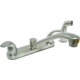 Double Lever Kitchen Faucet w/ Side Spray & Lever Handle, Satin Nickel