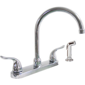 Double Lever Kitchen Faucet Side Spray & Euro Design Lever Handles, Chrome Plated