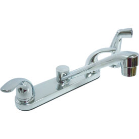 Double Lever Kitchen Faucet with Side Spray and Lever Handle, Chrome Plated