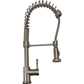 Single Lever Kitchen Faucet with Pull Down Spray, Removable Deck Plate, Satin Nickel
