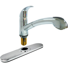 Single Lever Kitchen Faucet with Pull Out Spray, Removable Deck Plate, Chrome Plated
