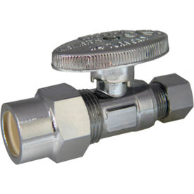 1/4 Turn Straight Stop, Chrome Plated, 1/2" CPVC x 3/8" OD Comp