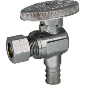 1/4 Turn Angle Stop, Chrome Plated, 1/2" PEX x 3/8" OD Comp