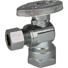 1/4 Turn Angle Stop, Chrome Plated, 1/2" FIP x 3/8" OD Comp