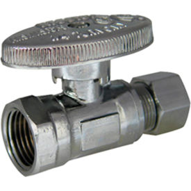 1/4 Turn Straight Stop, Chrome Plated, 3/8" FIP x 3/8" OD Comp