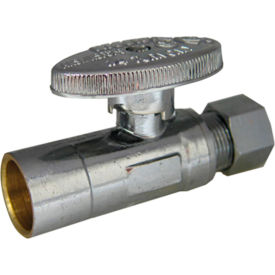 1/4 Turn Straight Stop, Chrome Plated, 1/2" SWT x 3/8" OD Comp