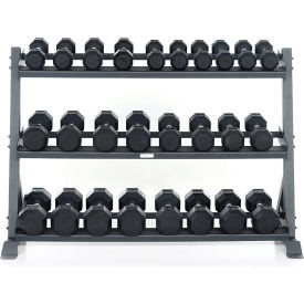 Horizontal Dumbbell Rack, 3 Tiers, 60"W x 25"D x 40"H, Black