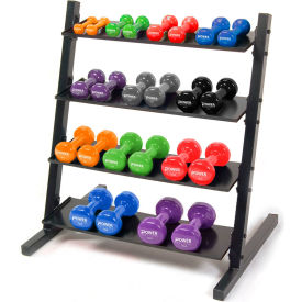 Neoprene/Vinyl Dumbbell Storage Rack, 4-Tier, 24"L x 33"W x 36"H, Black