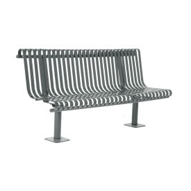 Kensington Bench w/ Back, Surface Mount, 72"L, Gray