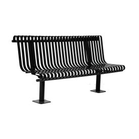 Kensington Bench w/ Back, Surface Mount, 72"L, Black