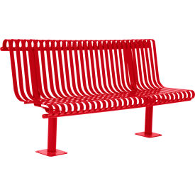 Kensington Bench w/ Back, Surface Mount, 72"L, Red
