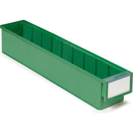 Stackable Shelf Bin, Plastic, 3-5/8"W x 19-11/16"L x 3-1/4"H, Forest Green