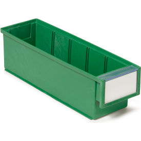 Stackable Shelf Bin, Plastic, 3-5/8"W x 11-13/16"L x 3-1/4"H, Forest Green
