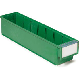 Stackable Shelf Bin, Plastic, 3-5/8"W x 15-3/4"L x 3-1/4"H, Forest Green