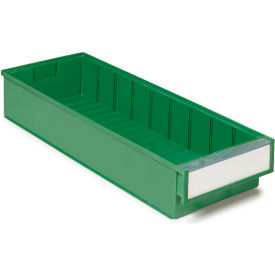 Stackable Shelf Bin, Plastic, 7-5/16"W x 19-11/16"L x 3-1/4"H, Forest Green