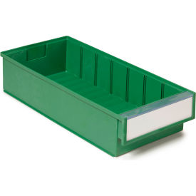 Stackable Shelf Bin, Plastic, 7-5/16"W x 15-3/4"L x 3-1/4"H, Forest Green