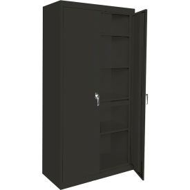 Storage Cabinet, 4 Adjustable Shelves, 24"W x 18"D x 72"H, Black, All-Welded