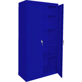 Storage Cabinet, 4 Adjustable Shelves, 24"W x 18"D x 72"H, Blue, All-Welded