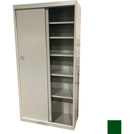 Sliding Door Storage Cabinet, 36"W x 21"D x 72"H, Leaf Green, All-Welded