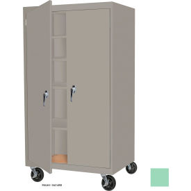 Mobile Storage Cabinet, 48"W x 24"D x 78"H, Pastel Green, All-Welded