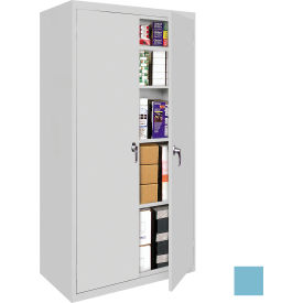 Storage Cabinet, 5 Fixed Shelves, 36"W x 24"D x 78"H, Denim Blue, All-Welded