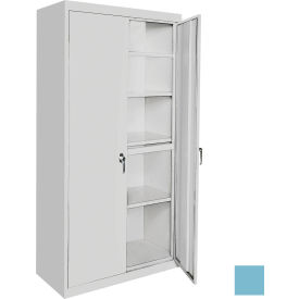 Storage Cabinet, 4 Adjustable Shelves, 24"W x 18"D x 72"H, Denim Blue, All-Welded