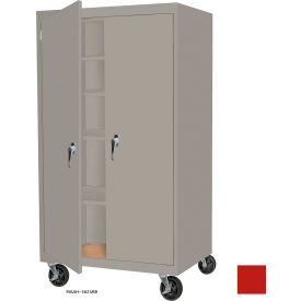 Mobile Storage Cabinet, 48"W x 24"D x 78"H, Red, All-Welded