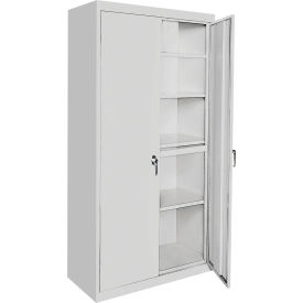 Steel Storage Cabinet, 4 Adjustable Shelves, 24"W x 18"D x 72"H, Gray, All-Welded