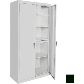 Storage Cabinet, 4 Adjustable Shelves, 24"W x 18"D x 72"H, Hunter Green, All-Welded